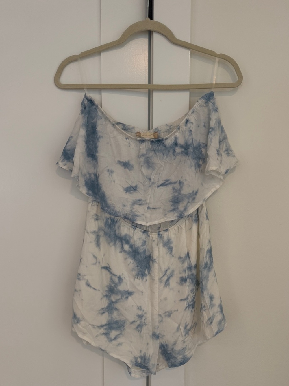 Altar’d State Blue and White Tie Dye Tube Top Romper